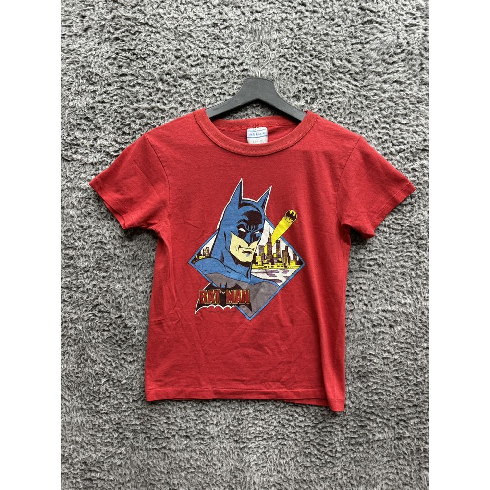 Rare‎ VTG 80's ALLISON Batman 1982 Single Stitched T Shirt DC Comics Youth L Red